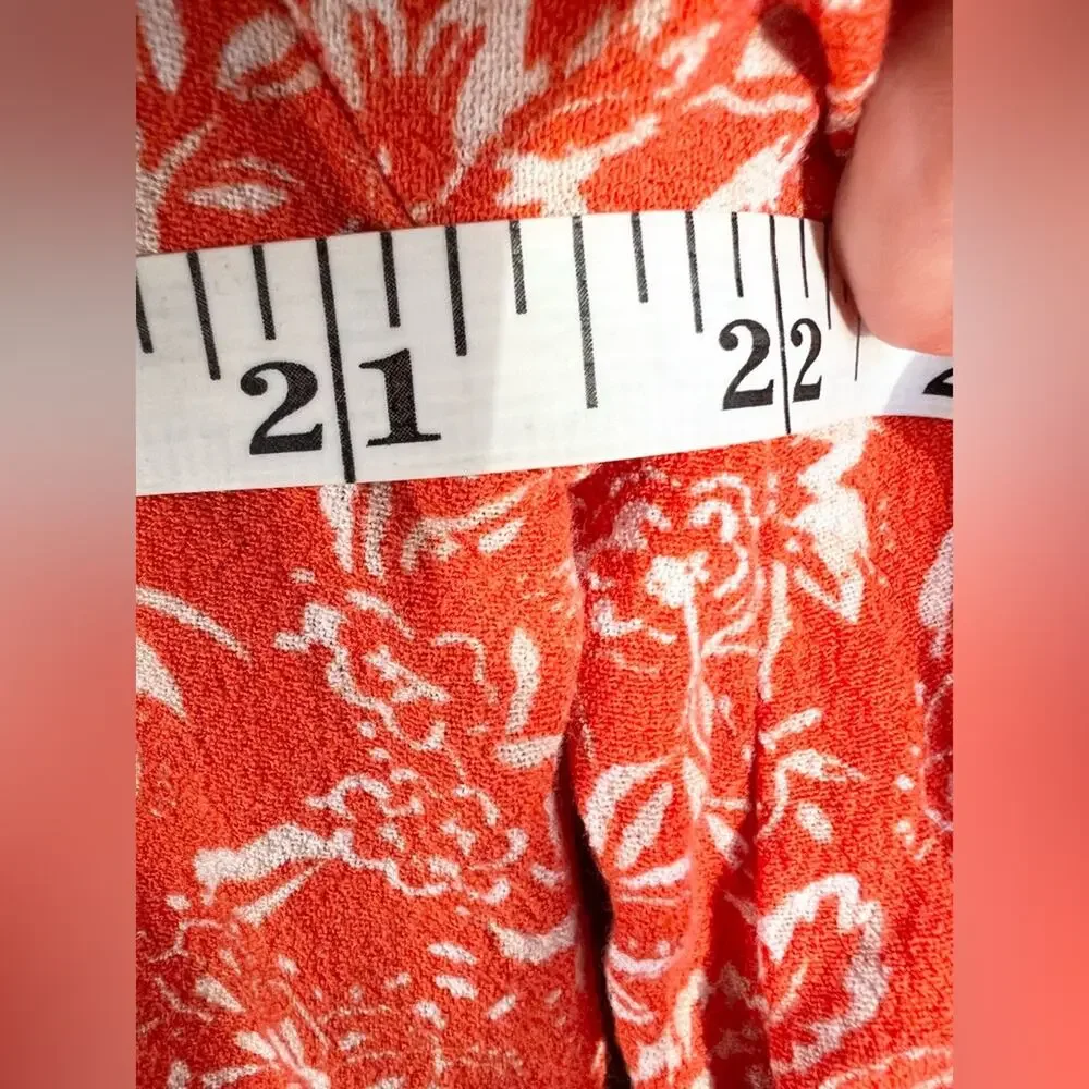 Free People Talk About It tunic top coral pop orange square neck floral boho M